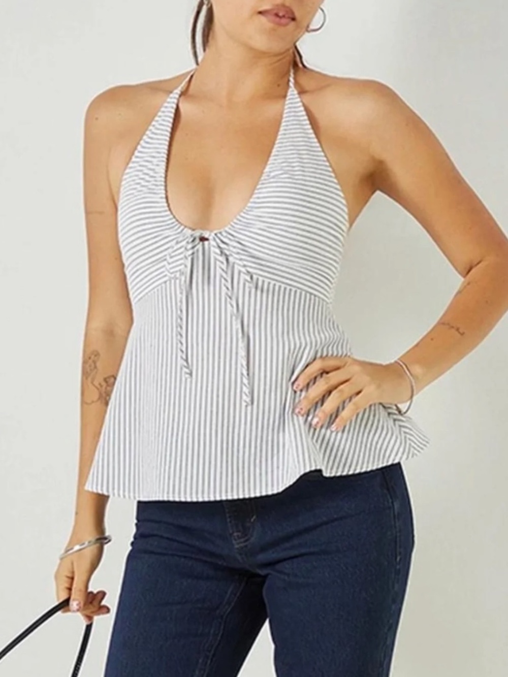 Mila Striped Halter Top Beverly and Beck NWT